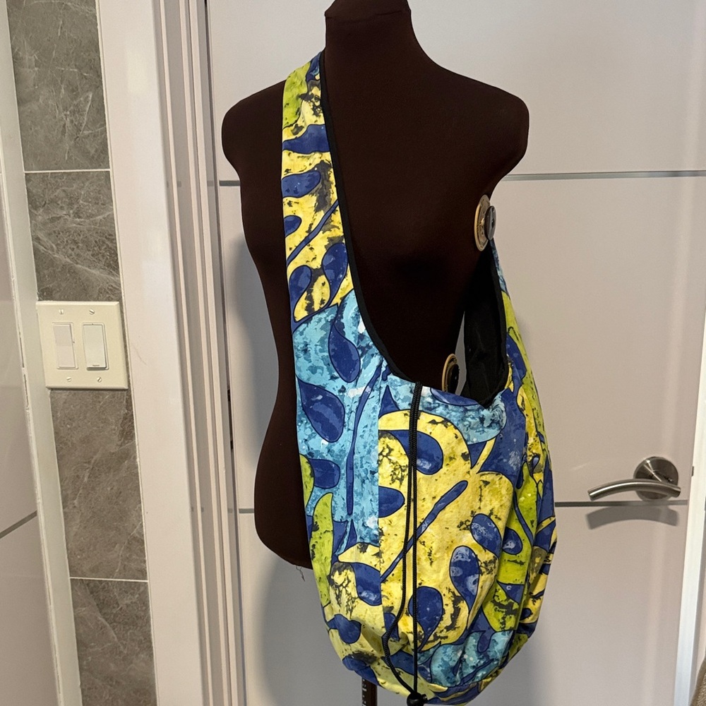 Vibrant Blue, Yellow, and Yellow Women's Hobo Hippie Bag